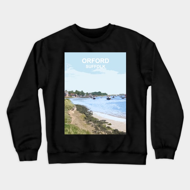 Orford Suffolk. Travel poster. Gift. Crewneck Sweatshirt by BarbaraGlebska